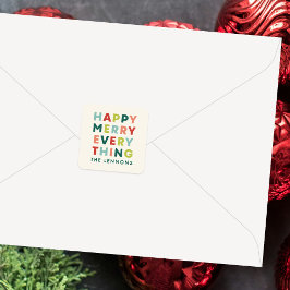 Ivoor Gelukkig Gezellig Alles Kerststicker Vierkante Sticker