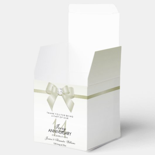 Ivoor Gem Bow & Lint 14e bruiloft Jubileum Bedankdoosjes (Geopend)