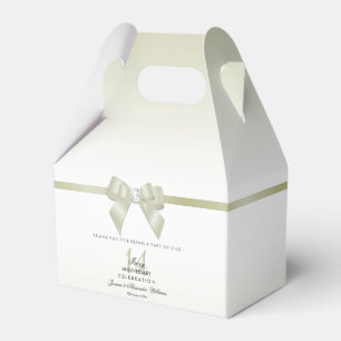 Ivoor Gem Bow & Lint 14e bruiloft Jubileum Bedankdoosjes