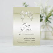 Ivoor Gem Bow & Lint 14e bruiloft Jubileum RSVP Kaartje (Staand voorkant)