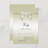 Ivoor Gem Bow & Lint 14e bruiloft Jubileum RSVP Kaartje (Voorkant / Achterkant)