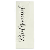 Ivoor gestileerde script trouw bruidsmeisje wijn cadeautas (Achterkant)