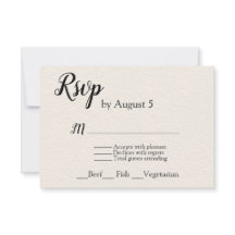 Ivoor getextureerde bruiloft RSVP met menu keuze