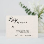 Ivoor getextureerde bruiloft RSVP met menu keuze (Staand voorkant)