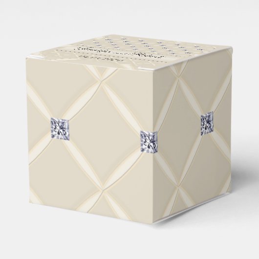 Ivoor Gewatteerde Bling Diamant Posh Bruiloft Favo Bedankdoosjes (Voorkant Zijde)