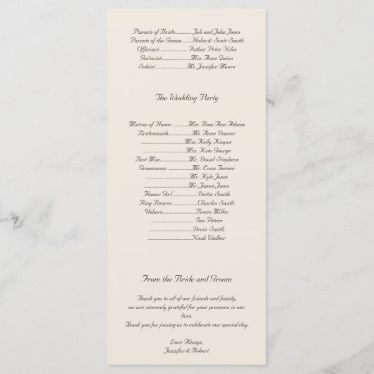 Ivoor Gewatteerde Bling Diamonds Posh Huwelijkspro Programmakaart (Achterkant)