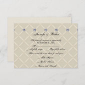Ivoor Gewatteerde Bling Posh Huwelijksreactie Kaar RSVP Kaartje (Voorkant / Achterkant)