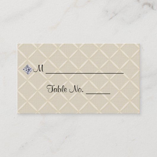 Ivoor gewatteerde Bling Posh trouwplaats kaarten Plaatskaartje (Voorkant)