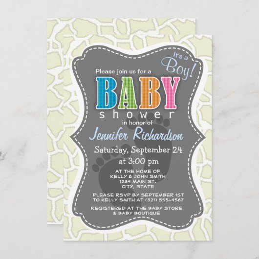 Ivoor Giraffe Animal Print Kaart (Voorkant / Achterkant)