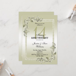 Ivoor Glans & Glitters 14e trouwdag jubileum Kaart