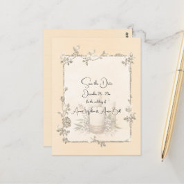 Ivoor Glanzend Elegant Glitterend Bewaar de Datum Briefkaart
