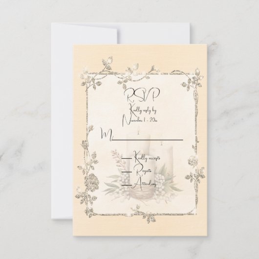 Ivoor Glanzend Elegant Glitterend Frame RSVP Kaartje (Voorkant)