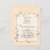 Ivoor Glanzend Elegant Glitterend Frame RSVP Kaartje (Voorkant / Achterkant)