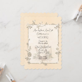 Ivoor Glanzende Elegante Glitterende Lijst Bruilof Kaart