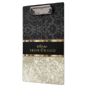 Ivoor Glitter en Zwart Damast Klembord (Links)