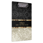 Ivoor Glitter en Zwart Damast Klembord (Rechts)