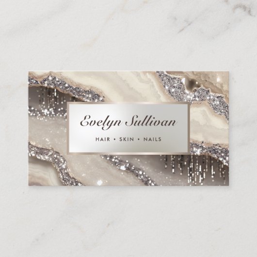 Ivoor glitter marmer visitekaartje (Voorkant)