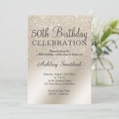 ivoor glitter ombre metallic 50ste verjaardag van  kaart (Staand voorkant)