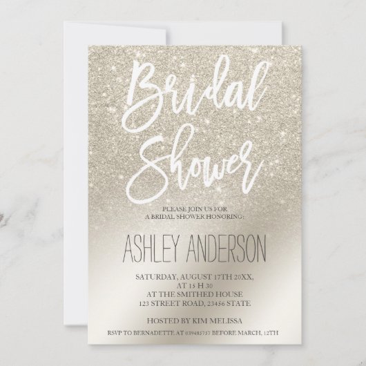 ivoor glitter ombre metallic vrijgezellenfeest kaart (Voorkant)