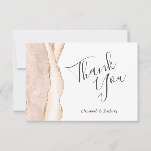 Ivoor Gold Agaat Bruiloft Flat Dank u Kaart (Voorkant)