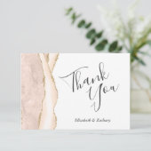 Ivoor Gold Agaat Bruiloft Flat Dank u Kaart (Staand voorkant)