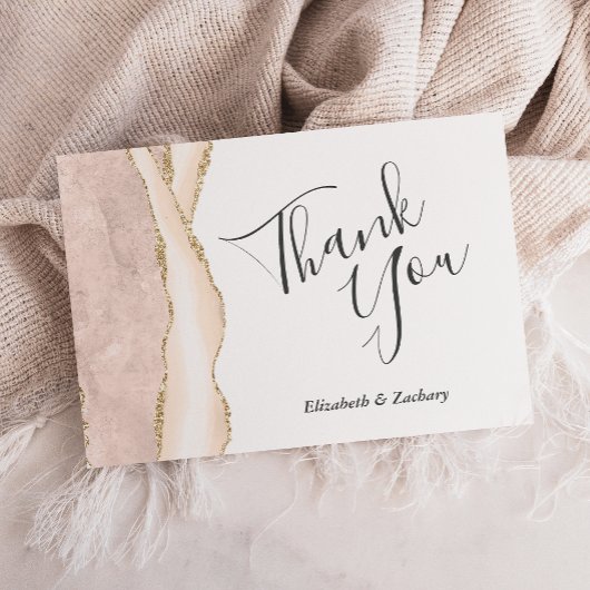 Ivoor Gold Agaat Bruiloft Flat Dank u Kaart