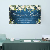 Ivoor Golden Floral Rustiek Afstuderen Afstuderen Spandoek (Beurs)