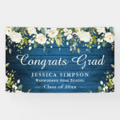 Ivoor Golden Floral Rustiek Afstuderen Afstuderen Spandoek (Horizontaal)