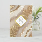 *~ Ivoor Goud AR66 QR + RSVP Agaat Bruiloft Kaart (Staand voorkant)