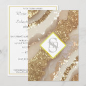 *~ Ivoor Goud AR66 QR + RSVP Agaat Bruiloft Kaart (Voorkant / Achterkant)