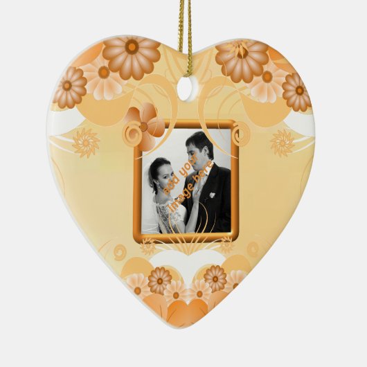 Ivoor Goud Bloemen Bruiloft Hart Keepsake Ornament (Rechts)