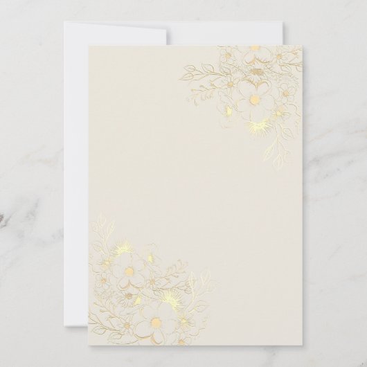 Ivoor Goud Bloemen Repetitie Diner Uitnodigen Kaart (Achterkant)