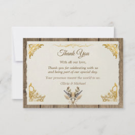 Ivoor Goud Boho Bloemrijke Rustieke Elegante Scrip Bedankkaart