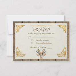 Ivoor Goud Boho Bloemrijke Rustieke Elegante Scrip RSVP Kaartje