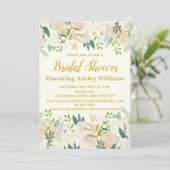Ivoor Goud Boho Groen Bruids Douche Uitnodigingen (Staand voorkant)