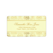 Ivoor & Goud Damask Elegant Adreslabel Etiket (Voorkant)