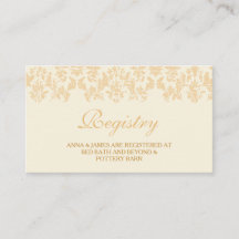 Ivoor & Goud  Damask Wedding Registry Kaart