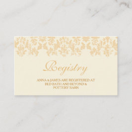 Ivoor & Goud  Damask Wedding Registry Kaart