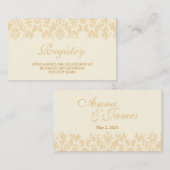 Ivoor & Goud  Damask Wedding Registry Kaart (Voorkant / Achterkant)