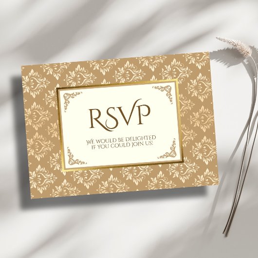 Ivoor Goud Damast Elegantie Islamitische Moslim Br RSVP Kaartje