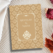 Ivoor & Goud Damast Elegantie Moslim Bruiloft Mehn Kaart