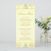 Ivoor & Goud Damast Slim Dinner Menu (Staand voorkant)