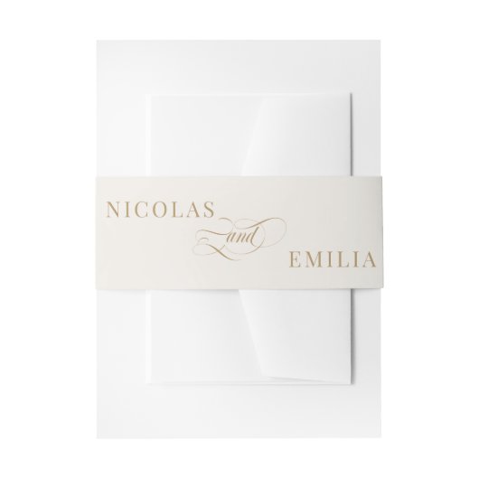 Ivoor & goud Elegante Kalligrafie Trouwen Uitnodigingen Wikkel (Voorkant Voorbeeld)