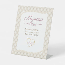 Ivoor, Goud, en Parels Galentine's Party Reclamebord Met Voetstuk