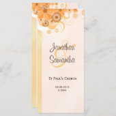 Ivoor Goud en Perzik Bloemen Slim Bruiloft Program Programmakaart (Voorkant / Achterkant)