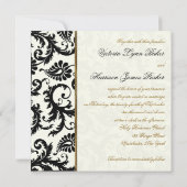 Ivoor, Goud, en Zwarte Damast Uitnodiging van het (Achterkant)