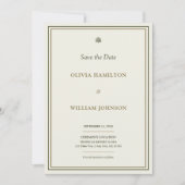 Ivoor & Goud groene rand 5x7 foto Save The Date (Voorkant)