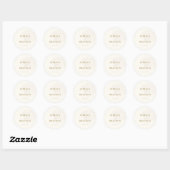 Ivoor & Goud Handgetekende Schelp Bruiloftsgeschen Ronde Sticker (Vel)
