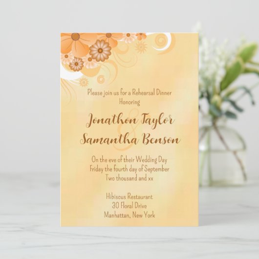 Ivoor Goud Hibiscus Bloemen 5x7 repetitie diner Kaart (Staand voorkant)