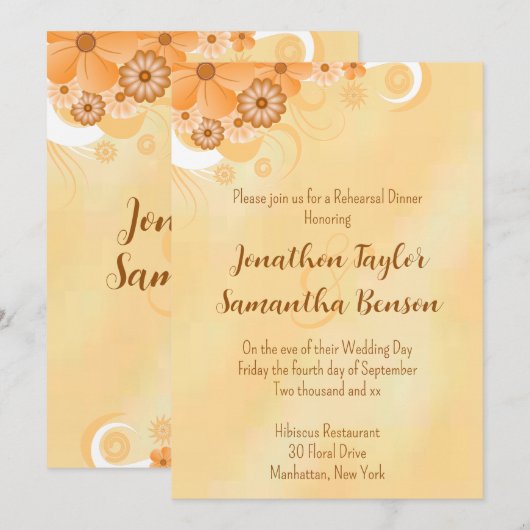 Ivoor Goud Hibiscus Bloemen 5x7 repetitie diner Kaart (Voorkant / Achterkant)